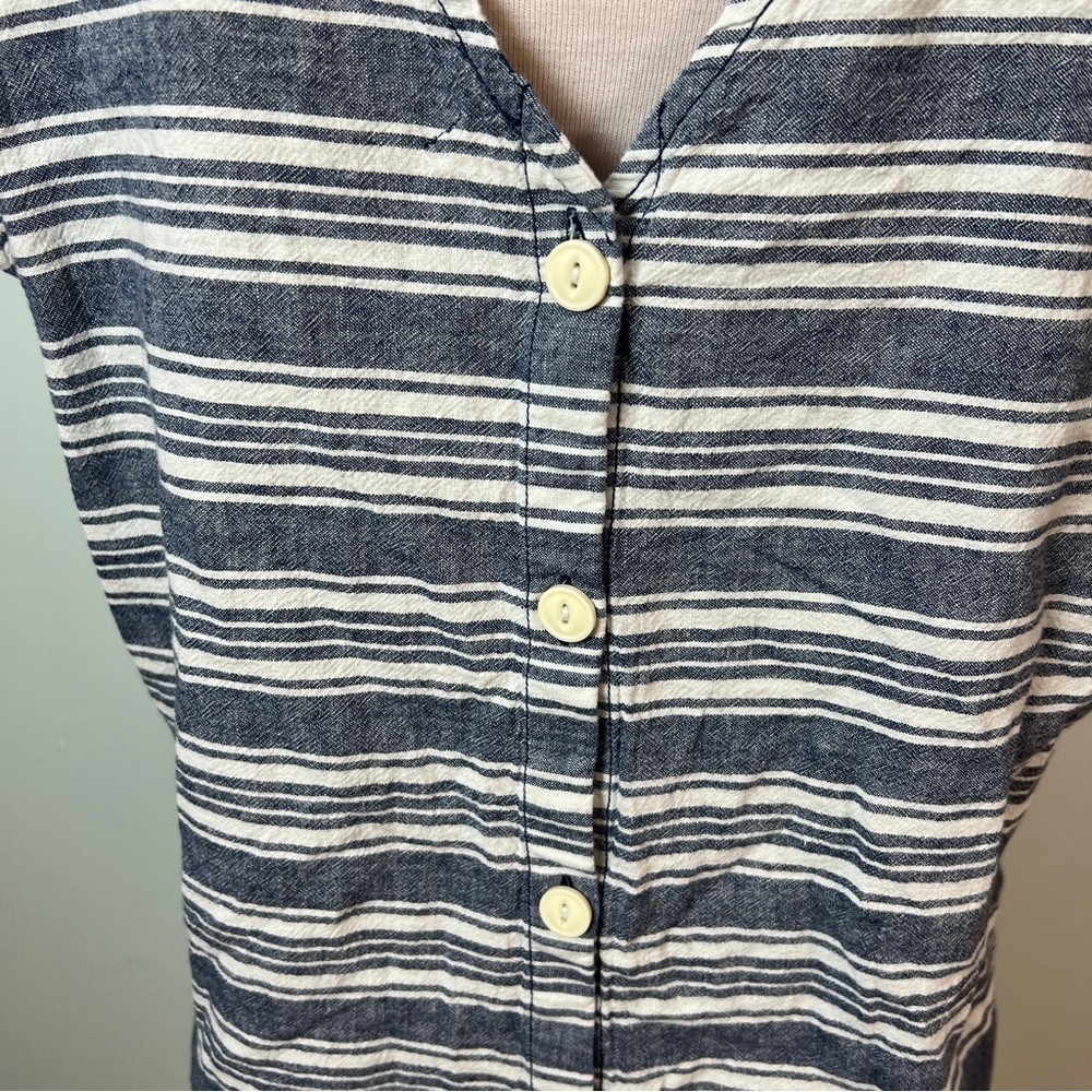 Peyton & Parker Linen Blend Blue/White Vertical Stripe Mini Shift Dress Size XL - Picture 5 of 10